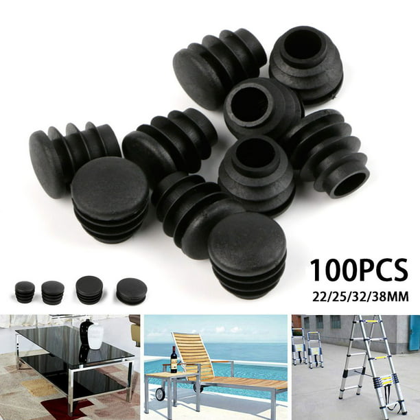 12mm-100mm Black Round Plastic Blanking End Cap Caps Tube Pipe Inserts Plug Bung